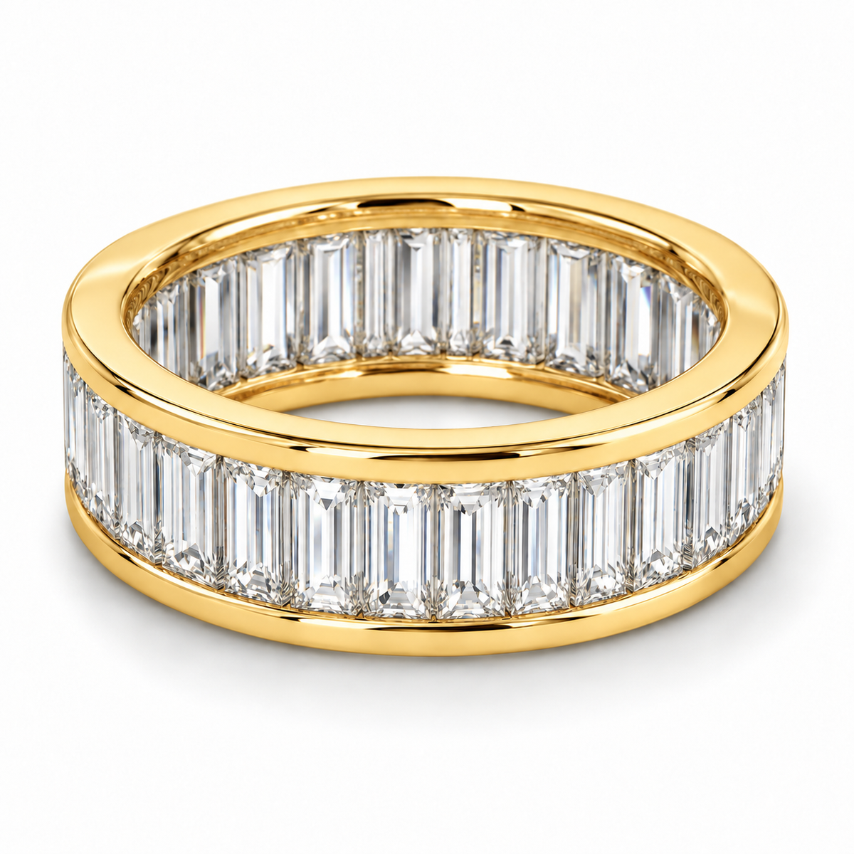Baguette Channel lab-grown diamond eternity ring in 14K yellow gold — illustrative rendering