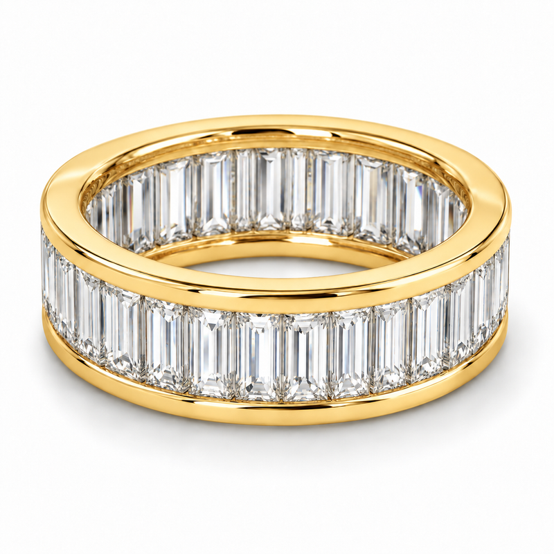 Baguette Channel lab-grown diamond eternity ring in 14K yellow gold — illustrative rendering