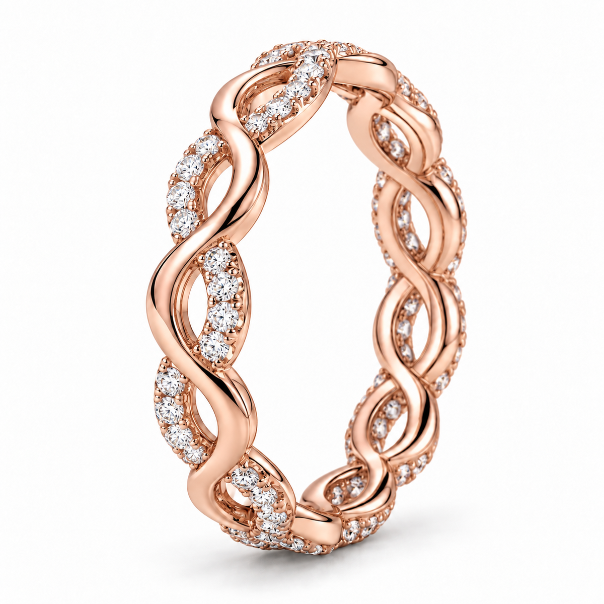 Infinity Twist lab-grown diamond eternity ring in 14K rose gold — illustrative rendering