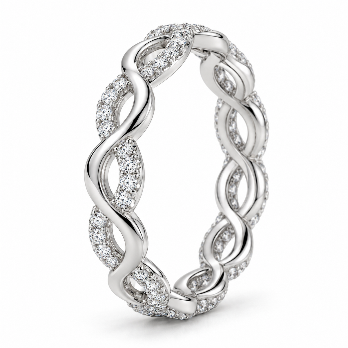 Infinity Twist lab-grown diamond eternity ring in 14K white gold — illustrative product rendering