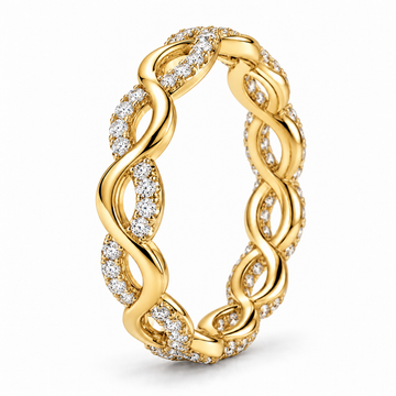 Infinity Twist lab-grown diamond eternity ring in 14K yellow gold — illustrative rendering