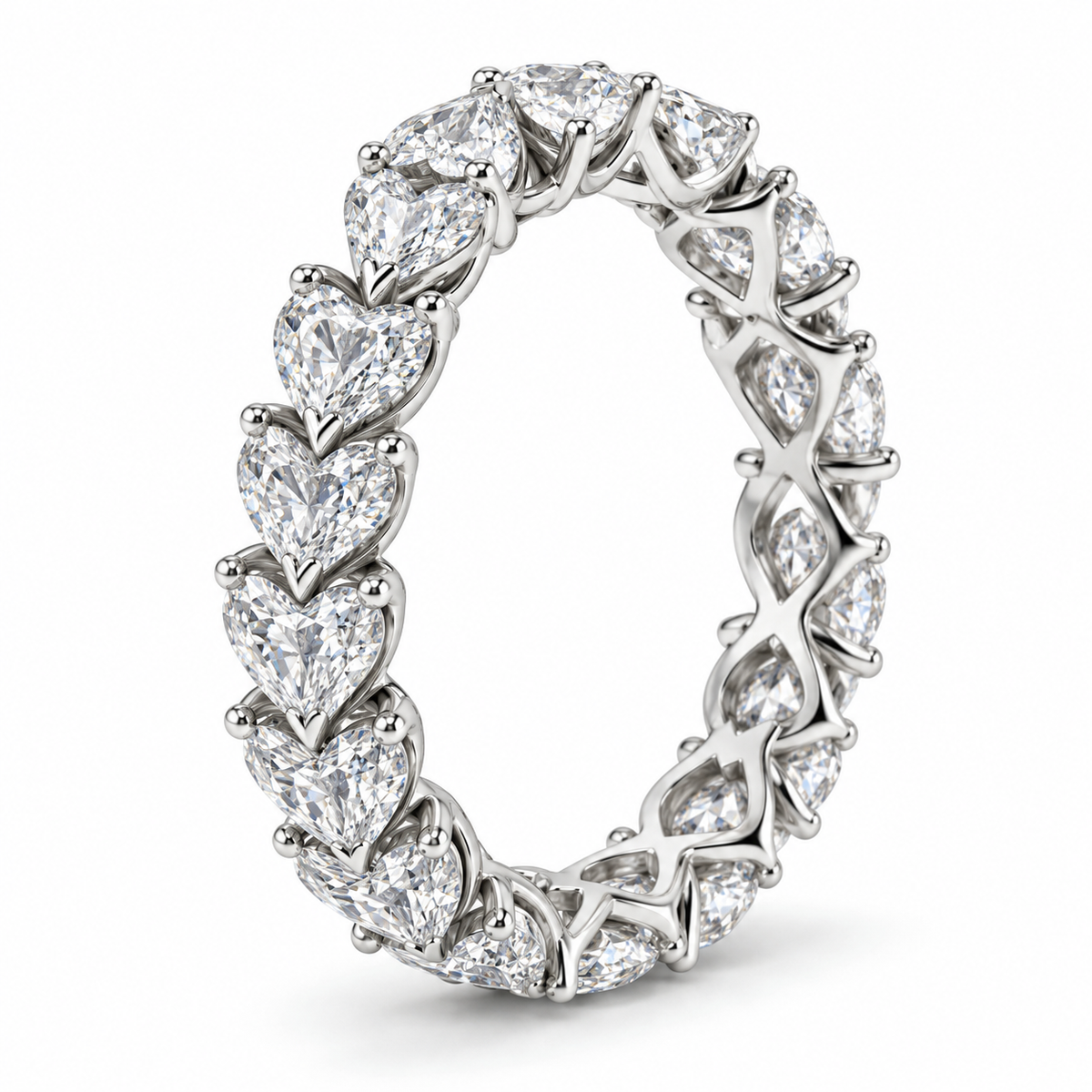 Heart Prong lab-grown diamond eternity ring in 14K white gold — illustrative product rendering