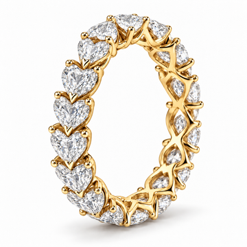 Heart Prong lab-grown diamond eternity ring in 14K yellow gold — illustrative rendering