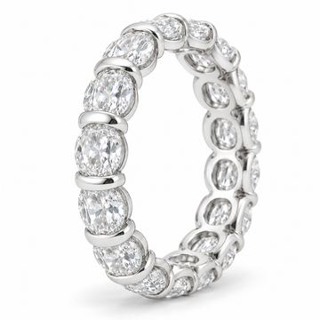 Oval Half-Bezel lab-grown diamond eternity ring in 14K white gold — illustrative product rendering