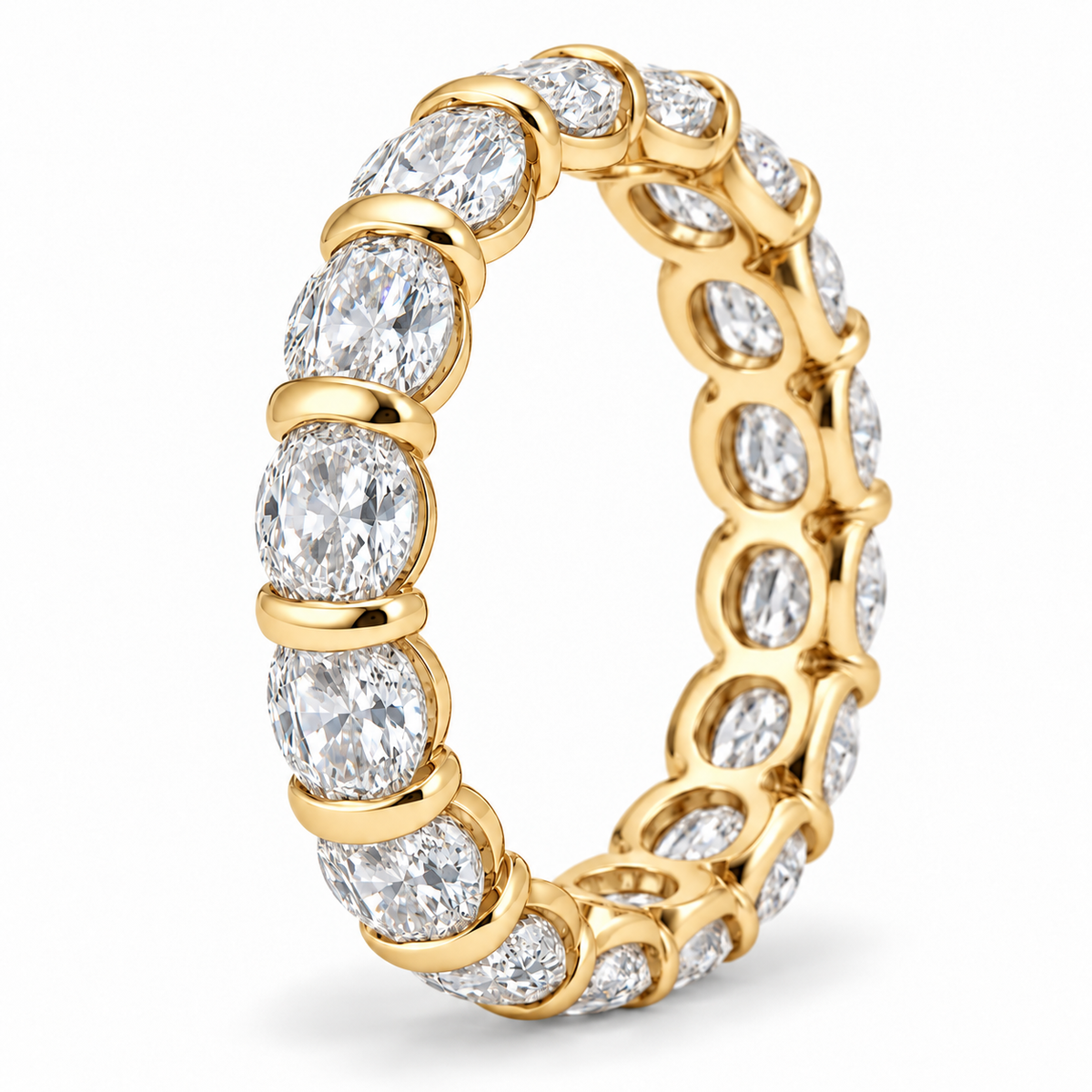 Oval Half-Bezel lab-grown diamond eternity ring in 14K yellow gold — illustrative rendering