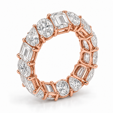 Mixed-Shape lab-grown diamond eternity ring in 14K rose gold — illustrative rendering