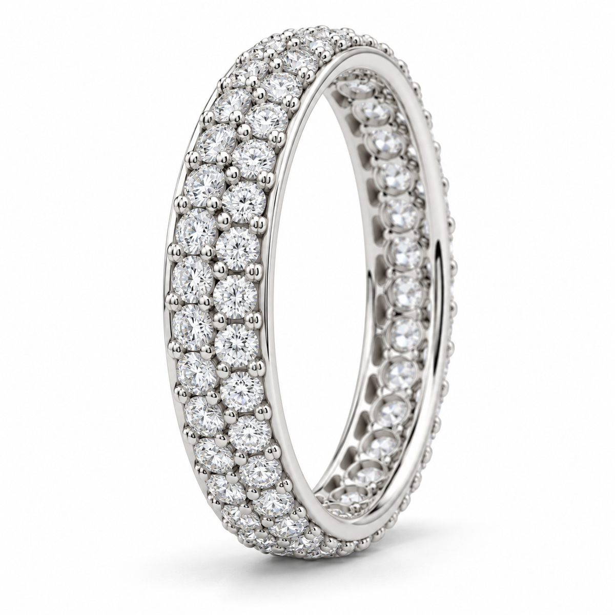 Round Double-Row lab-grown diamond eternity ring in 14K white gold — illustrative product rendering