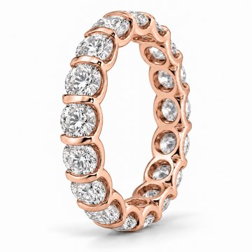 Round Half-Bezel lab-grown diamond eternity ring in 14K rose gold — illustrative rendering