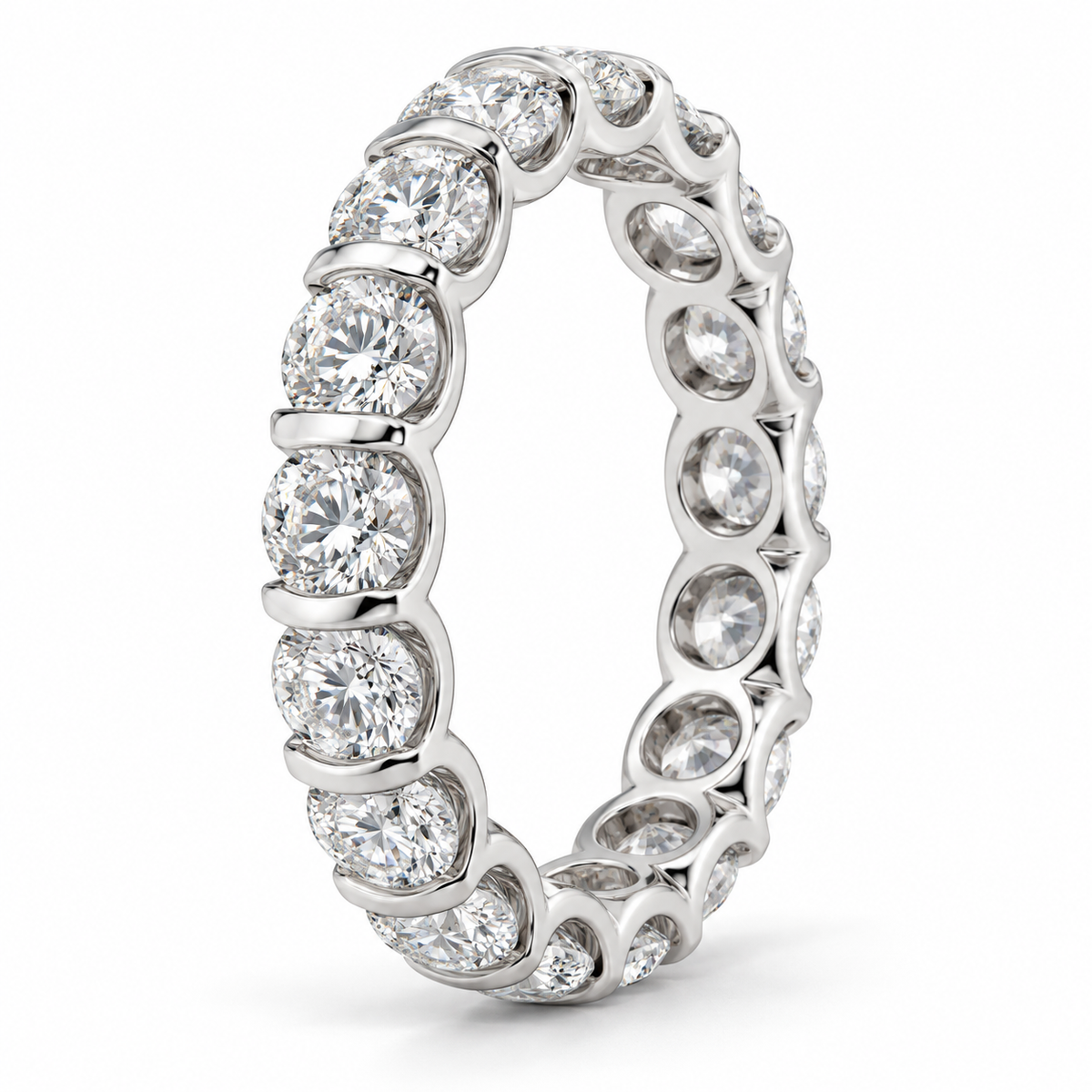 Round Half-Bezel lab-grown diamond eternity ring in 14K white gold — illustrative product rendering