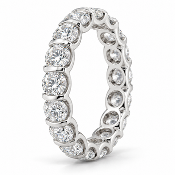 Round Half-Bezel lab-grown diamond eternity ring in 14K white gold — illustrative product rendering