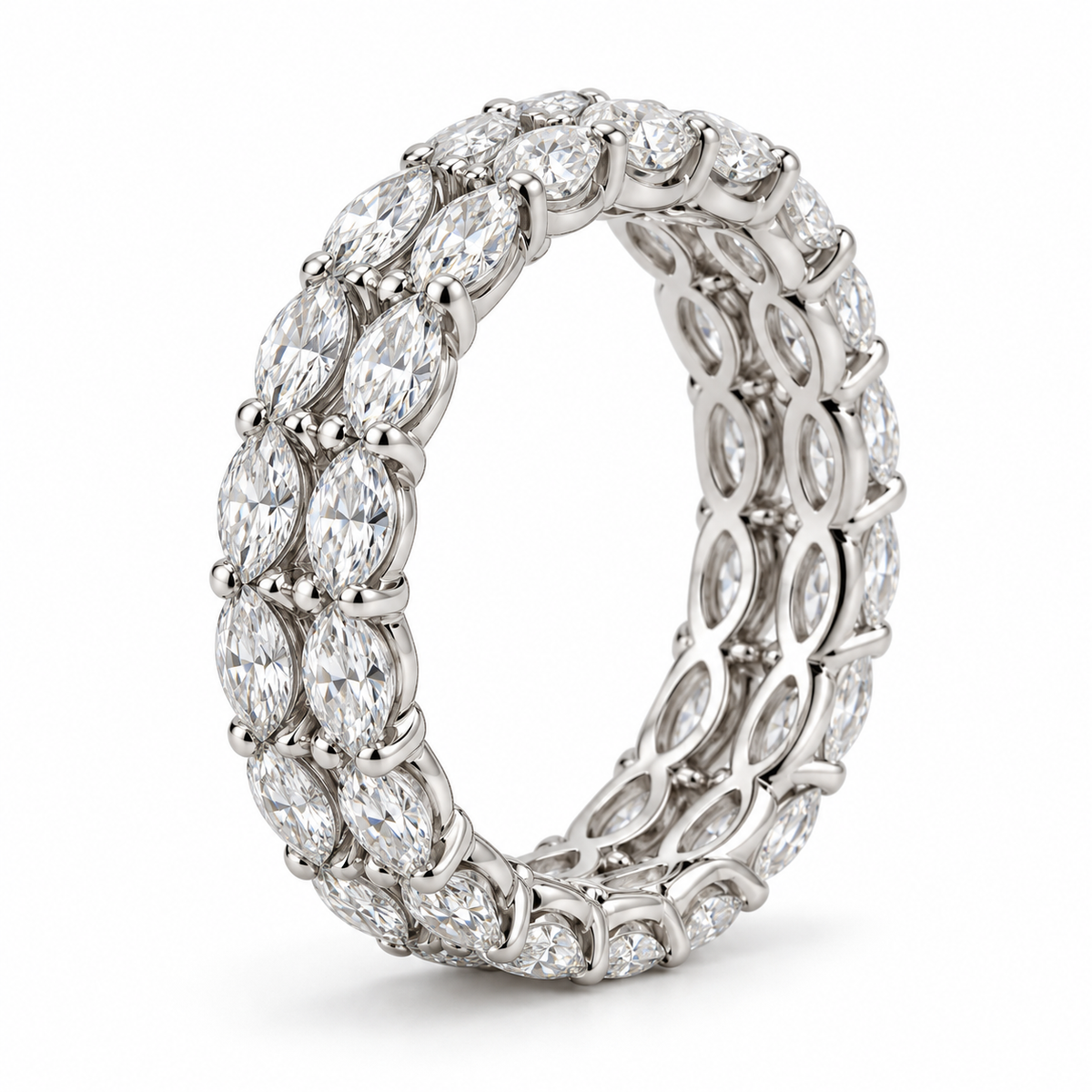 Marquise Double-Row lab-grown diamond eternity ring in 14K white gold — illustrative product rendering