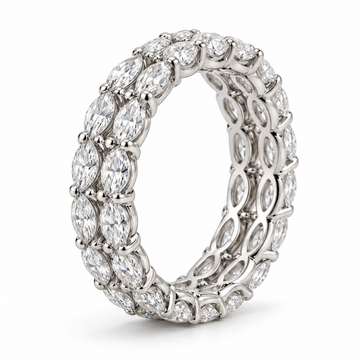Marquise Double-Row lab-grown diamond eternity ring in 14K white gold — illustrative product rendering