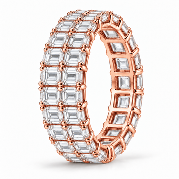 Emerald Double-Row lab-grown diamond eternity ring in 14K rose gold — illustrative rendering