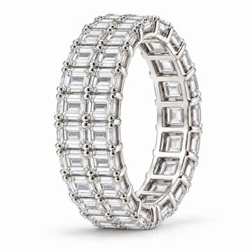 Emerald Double-Row lab-grown diamond eternity ring in 14K white gold — illustrative rendering