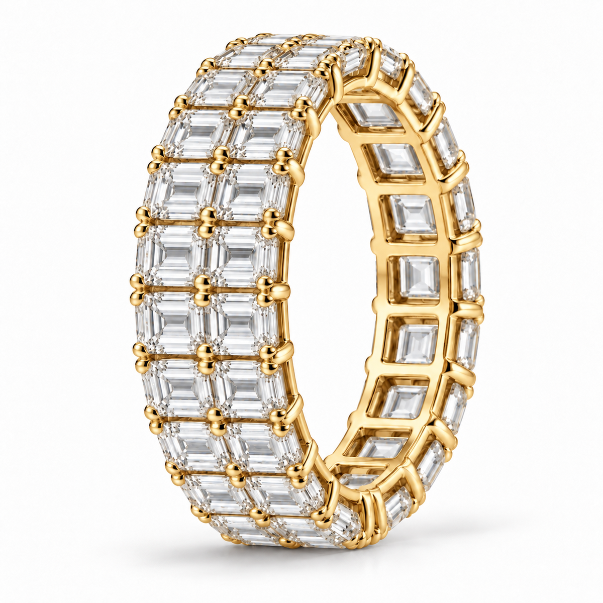 Emerald Double-Row lab-grown diamond eternity ring in 14K yellow gold — illustrative rendering