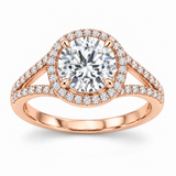 Round Split-Shank Halo in 14K rose gold — illustrative design rendering