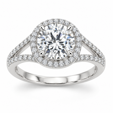 Round Split-Shank Halo in 14K white gold — illustrative design rendering