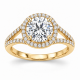 Round Split-Shank Halo in 14K yellow gold — illustrative design rendering