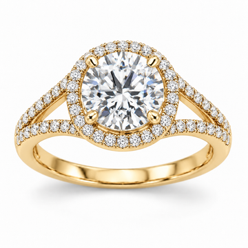 Round Split-Shank Halo in 14K yellow gold — illustrative design rendering