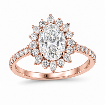 Oval Petal Halo in 14K rose gold — illustrative design rendering
