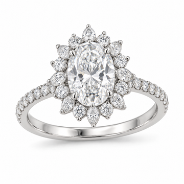 Oval Petal Halo in 14K white gold — illustrative design rendering