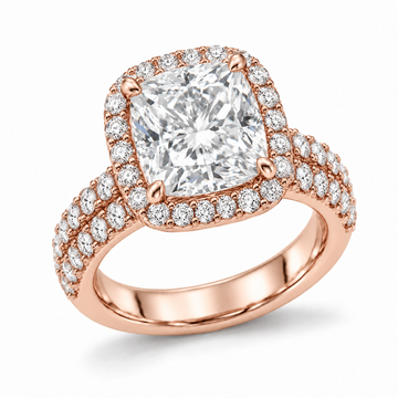 Cushion Double-Row Halo in 14K rose gold — illustrative design rendering