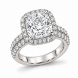 Cushion Double-Row Halo in 14K white gold — illustrative design rendering