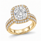 Cushion Double-Row Halo in 14K yellow gold — illustrative design rendering