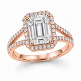 Emerald Split-Shank Halo in 14K rose gold — illustrative design rendering