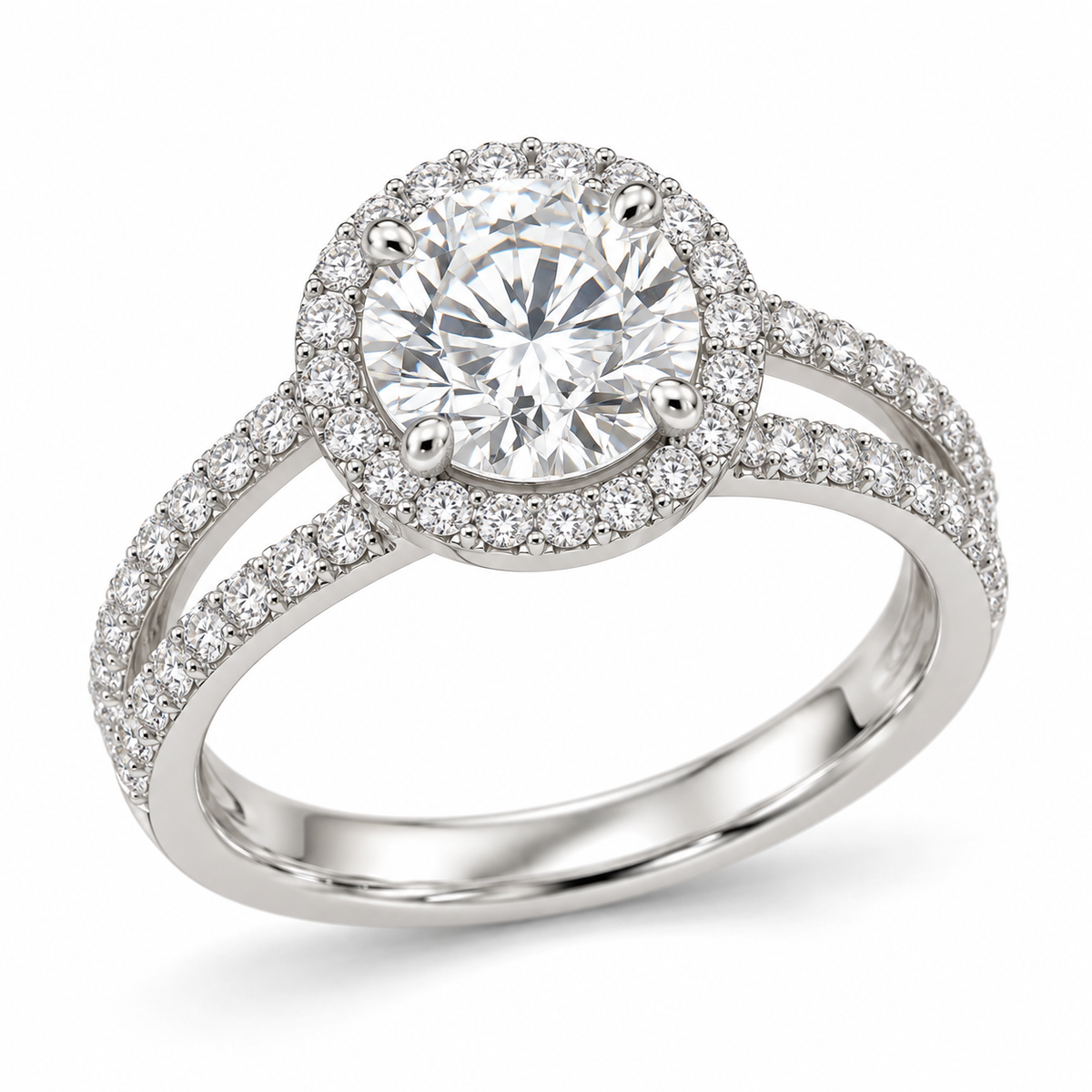 Round Double-Band Halo in 14K white gold — illustrative design rendering
