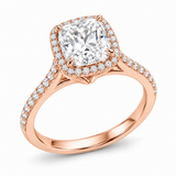 Cushion Cathedral Halo in 14K rose gold — illustrative design rendering