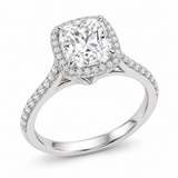 Cushion Cathedral Halo in 14K white gold — illustrative design rendering