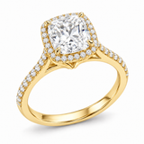Cushion Cathedral Halo in 14K yellow gold — illustrative design rendering