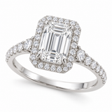 Emerald Graduated Halo in 14K white gold — illustrative design rendering