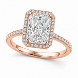 Radiant Pavé Halo in 14K rose gold — illustrative design rendering
