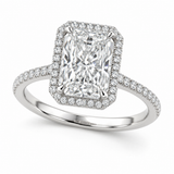Radiant Pavé Halo in 14K white gold — illustrative design rendering