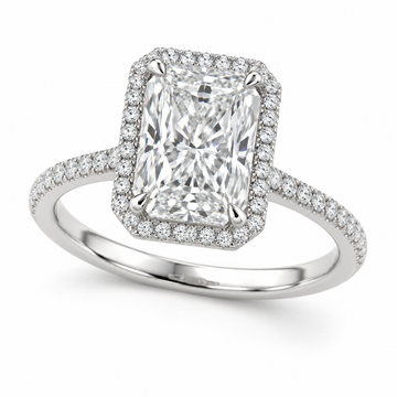 Radiant Pavé Halo in 14K white gold — illustrative design rendering