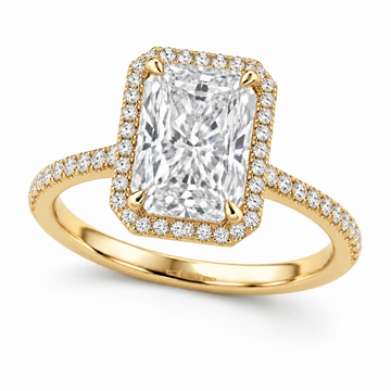 Radiant Pavé Halo in 14K yellow gold — illustrative design rendering