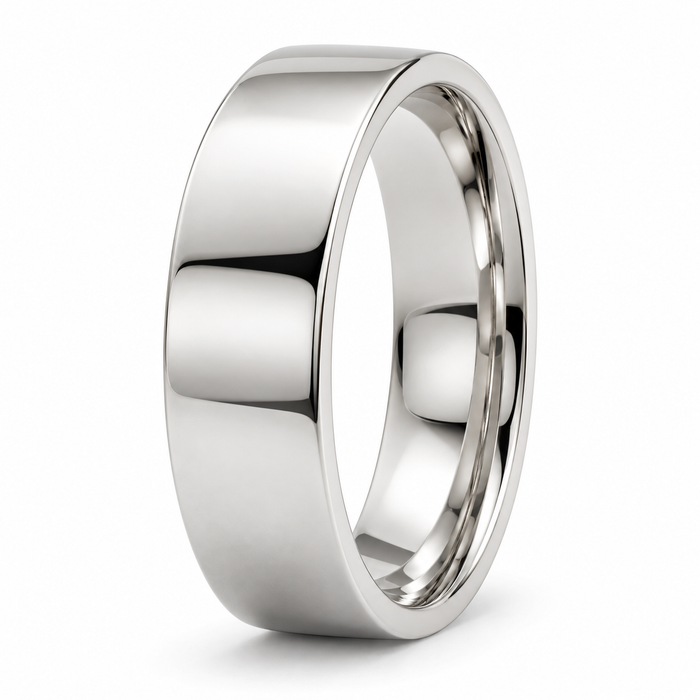 Men’s Signature 6mm Gold Wedding Band in 14K white gold — illustrative product rendering
