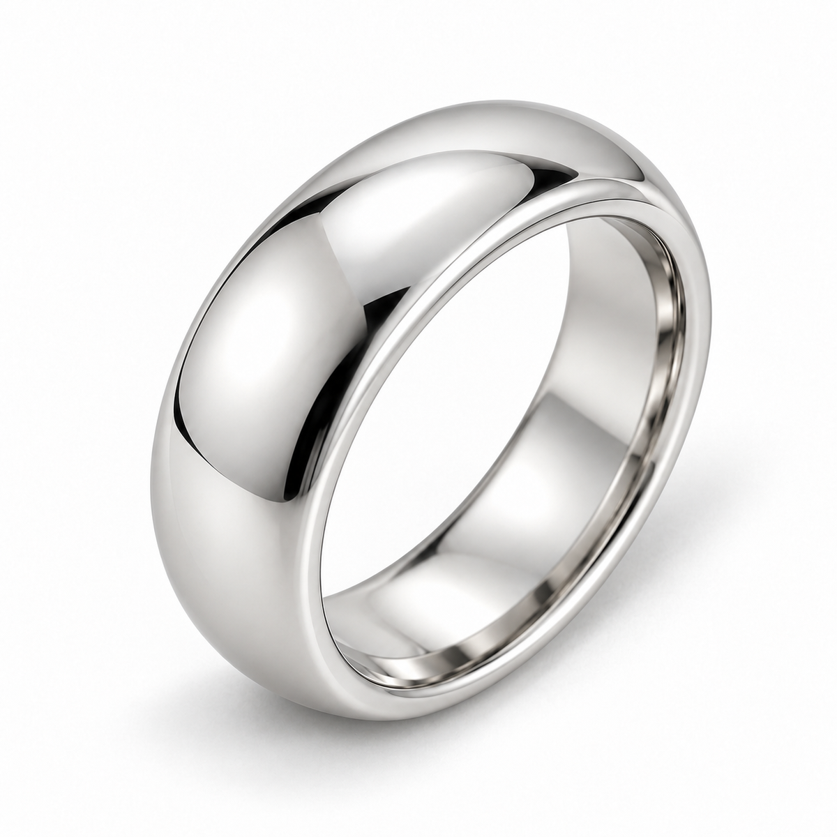 Men’s Classic Dome 5mm Gold Wedding Band — white gold alternate angle, illustrative rendering