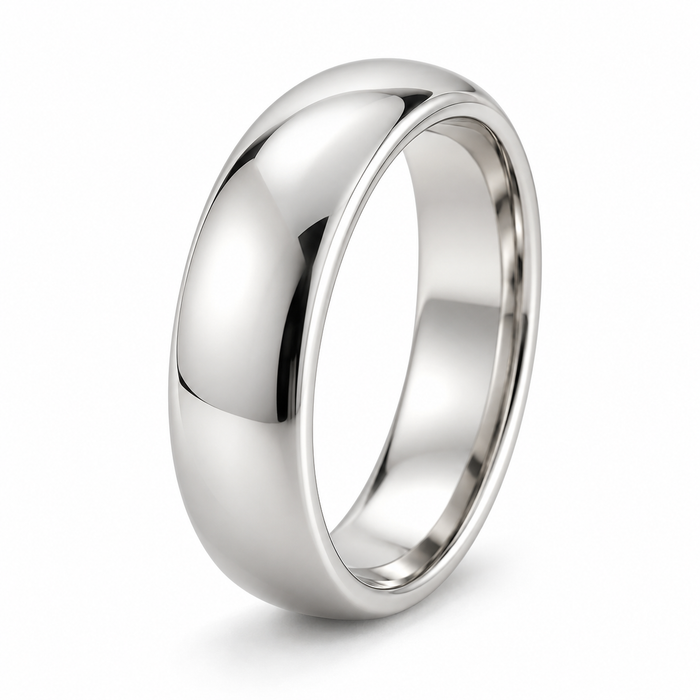 Men’s Classic Dome 5mm Gold Wedding Band in 14K white gold — illustrative product rendering