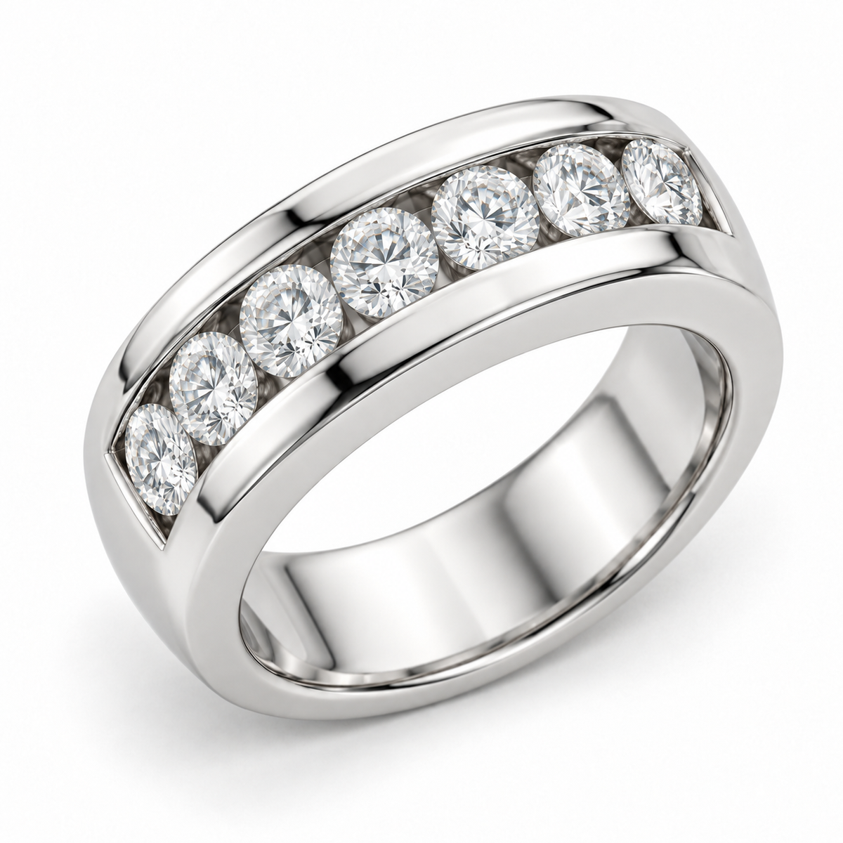 Men’s Channel Set Lab Diamond Band — 2 CTW — white gold alternate angle, illustrative rendering