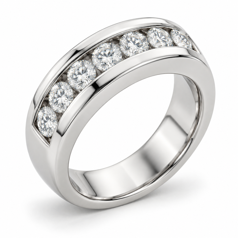 Men’s Channel Set Lab Diamond Band — 2 CTW in 14K white gold — illustrative product rendering