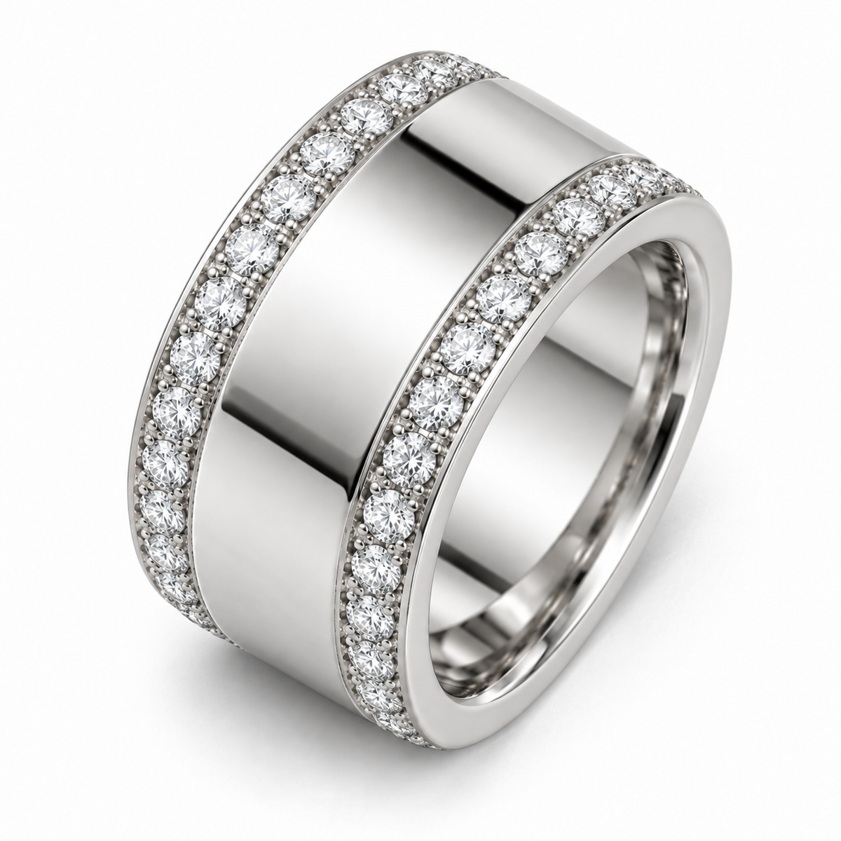 Men’s Edge Pavé Lab Diamond Band — 1.50 CTW — white gold alternate angle, illustrative rendering
