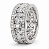 Men’s Round & Baguette Lab Diamond Eternity Band — 2.40 CTW in 14K white gold — illustrative product rendering