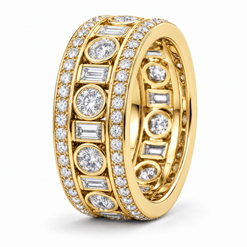 Men’s Round & Baguette Lab Diamond Eternity Band — 2.40 CTW in 14K yellow gold — illustrative product rendering