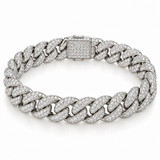 Men’s Pavé Cuban Link Lab Diamond Bracelet — 7.40 CTW in 14K white gold — illustrative product rendering