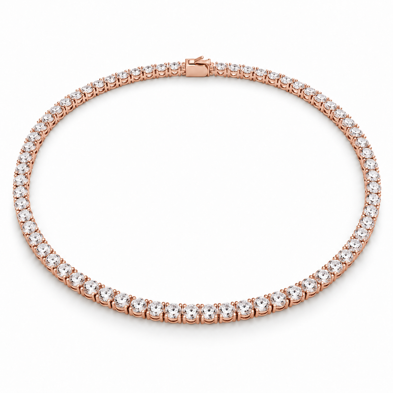 Men’s Classic Tennis Lab Diamond Necklace — 15 CTW in 14K rose gold — illustrative product rendering