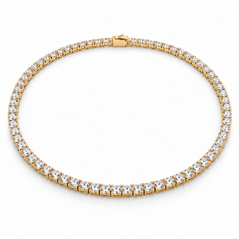 Men’s Classic Tennis Lab Diamond Necklace — 15 CTW in 14K yellow gold — illustrative product rendering