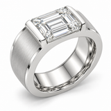 Men’s Emerald Half-Bezel Lab Diamond Ring — 3 CT — 14K White Gold alternate angle — illustrative design rendering